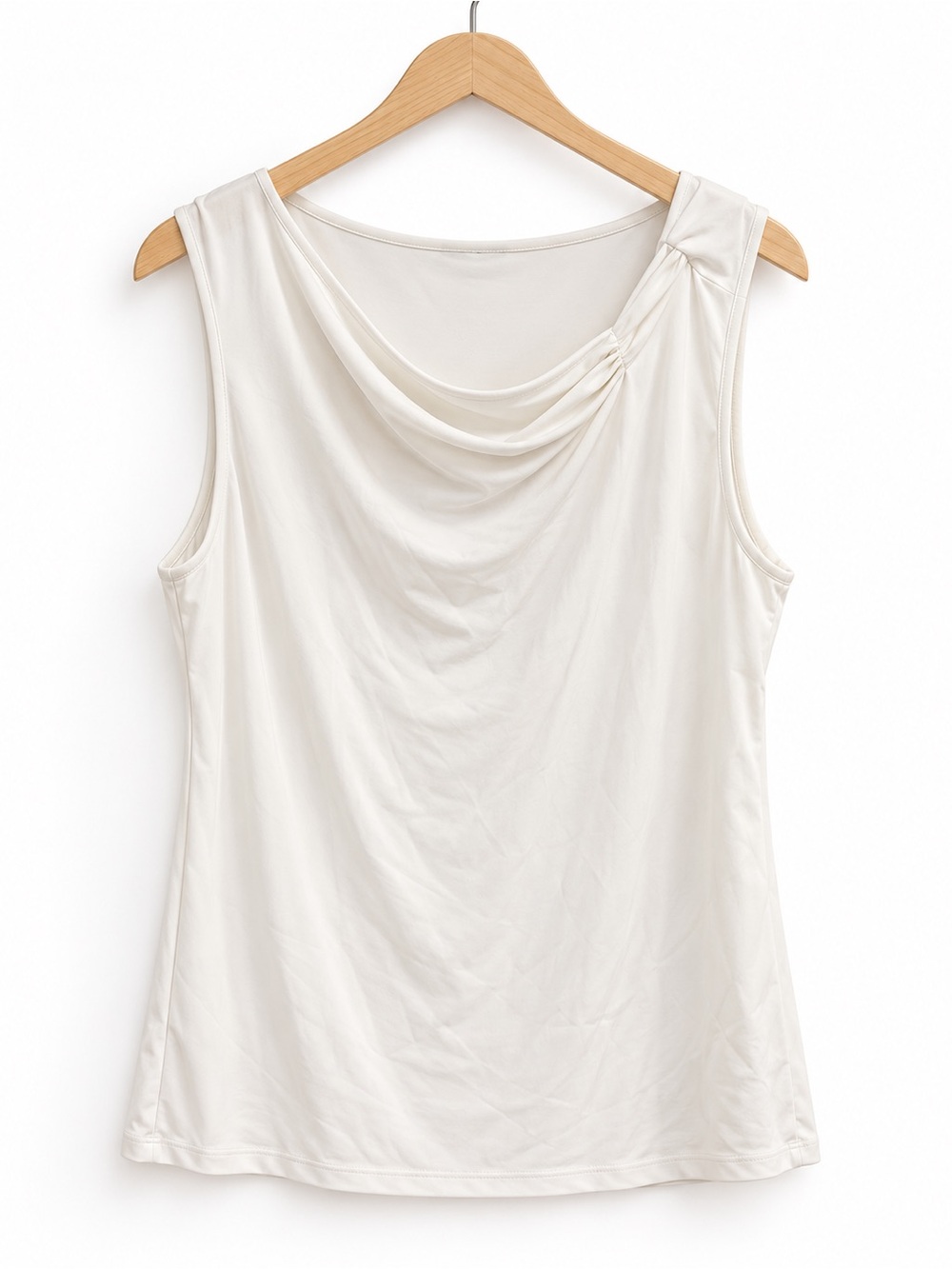 A41. DonnaKaran Women's Cream Draped Sleeveless Top